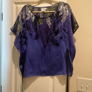Anthropologie Size Medium Purple Silk Loose Fit Blouse